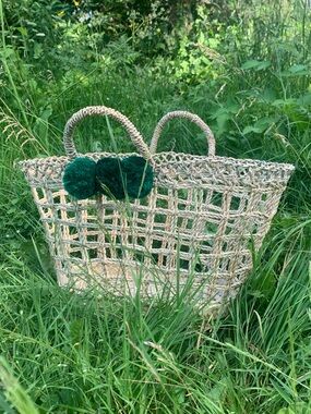 New straw basket bag handmade beach basket